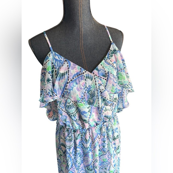 Lilly Pulitzer Zadie Maxi Dress Tails Of The Sea Purple Blue Green Size Large - Picture 11 of 13